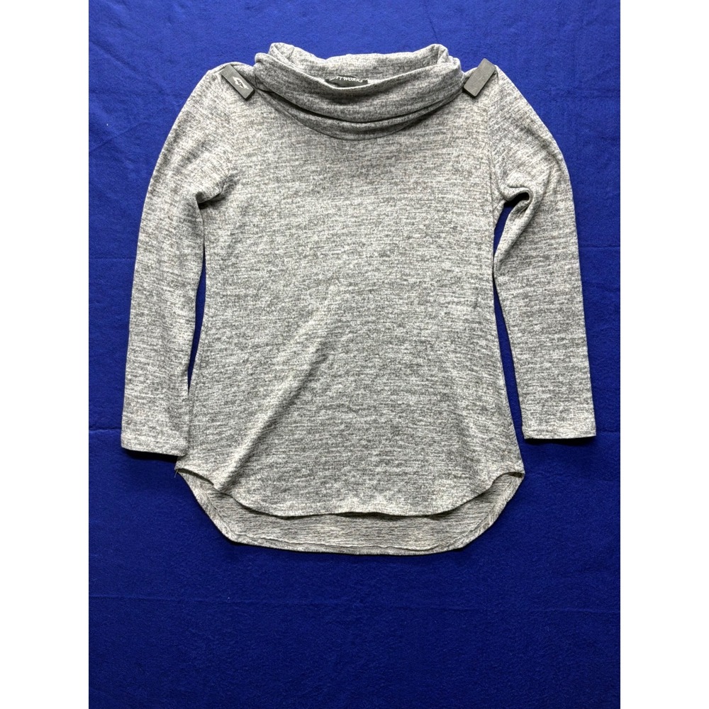 Cozycore Womens Soft Works Cowl Neck Tunic Top S Gray Long Sleeve Marled Knit